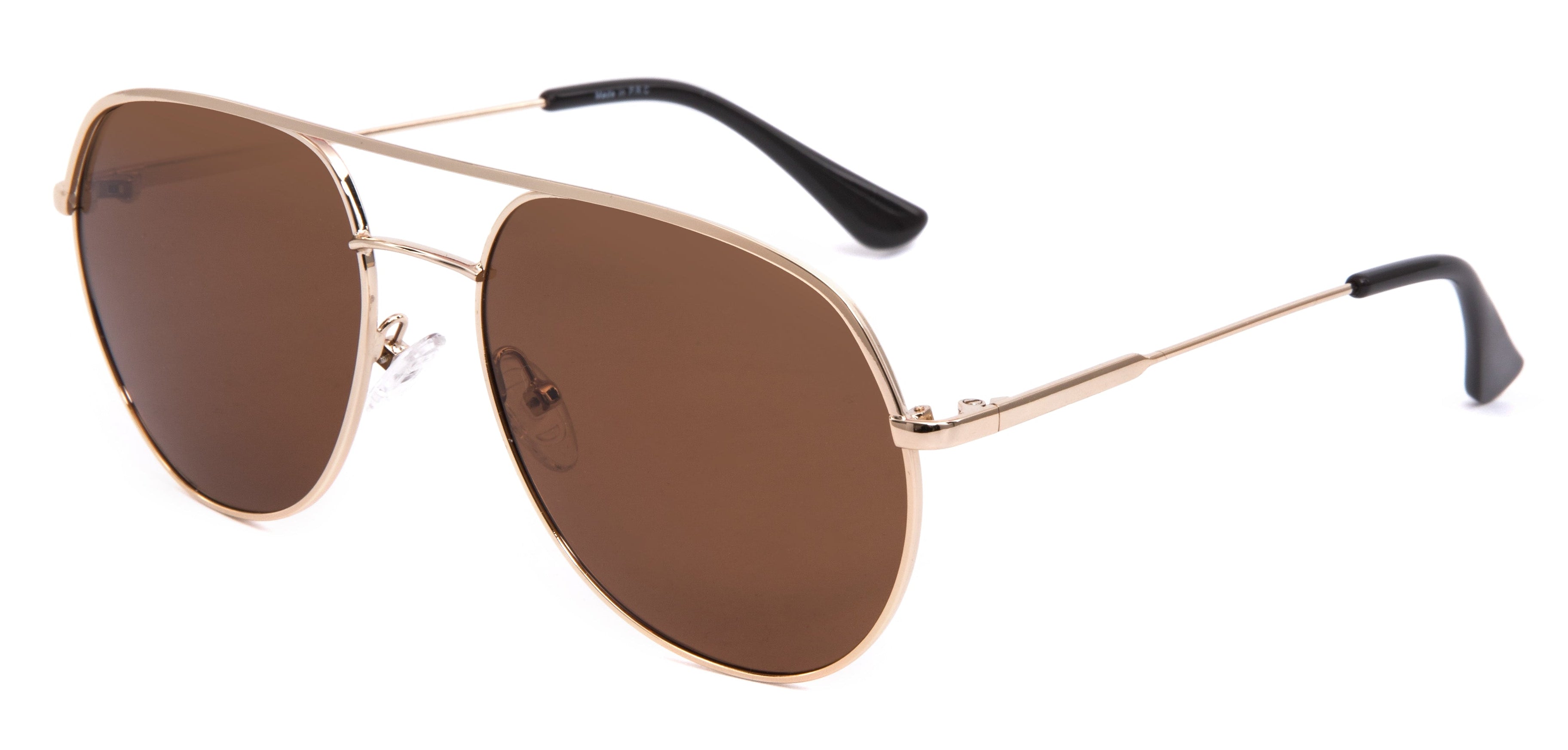 Gold Frame (Glossy Finish) - Polarized Brown Lens (C2)