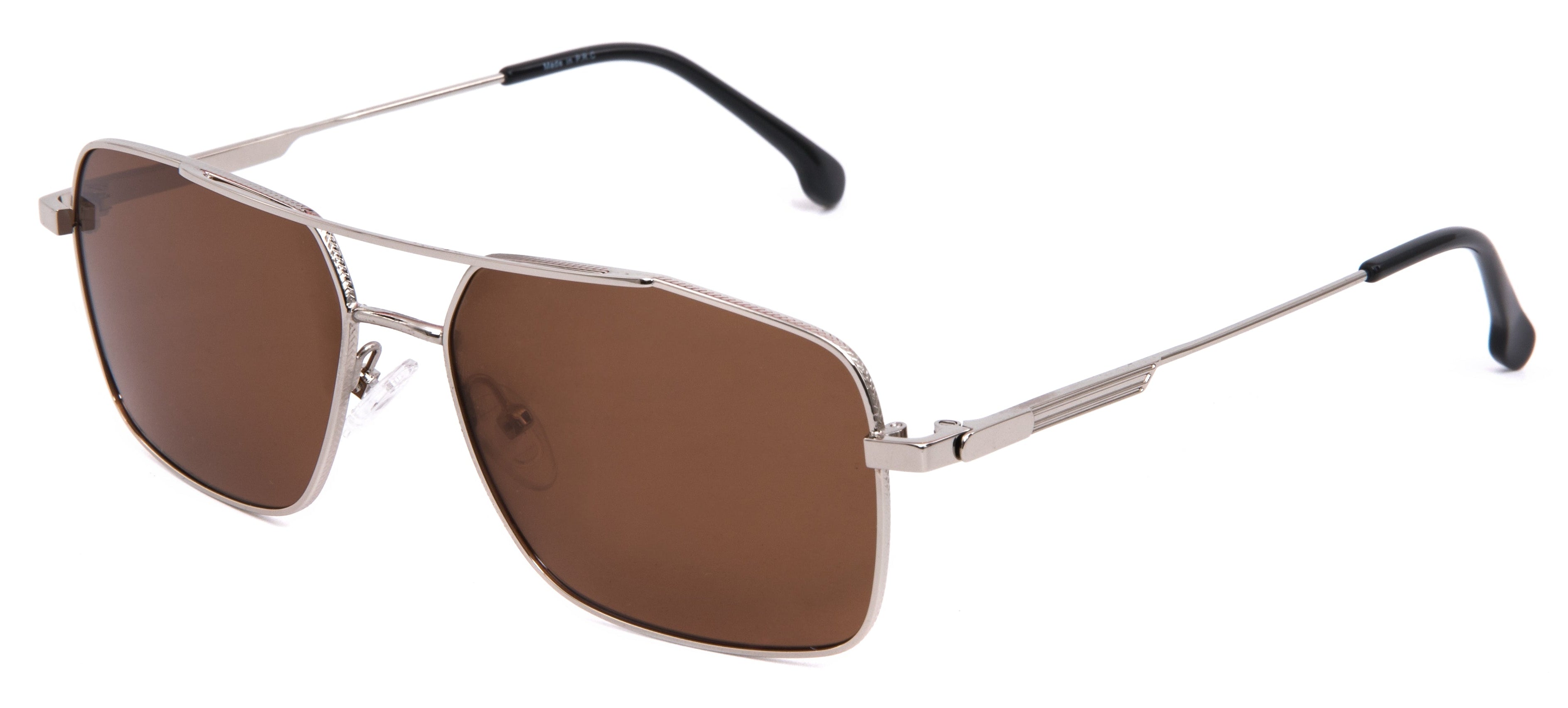 Silver Frame (Glossy Finish) - Polarized Brown Lens (C3)